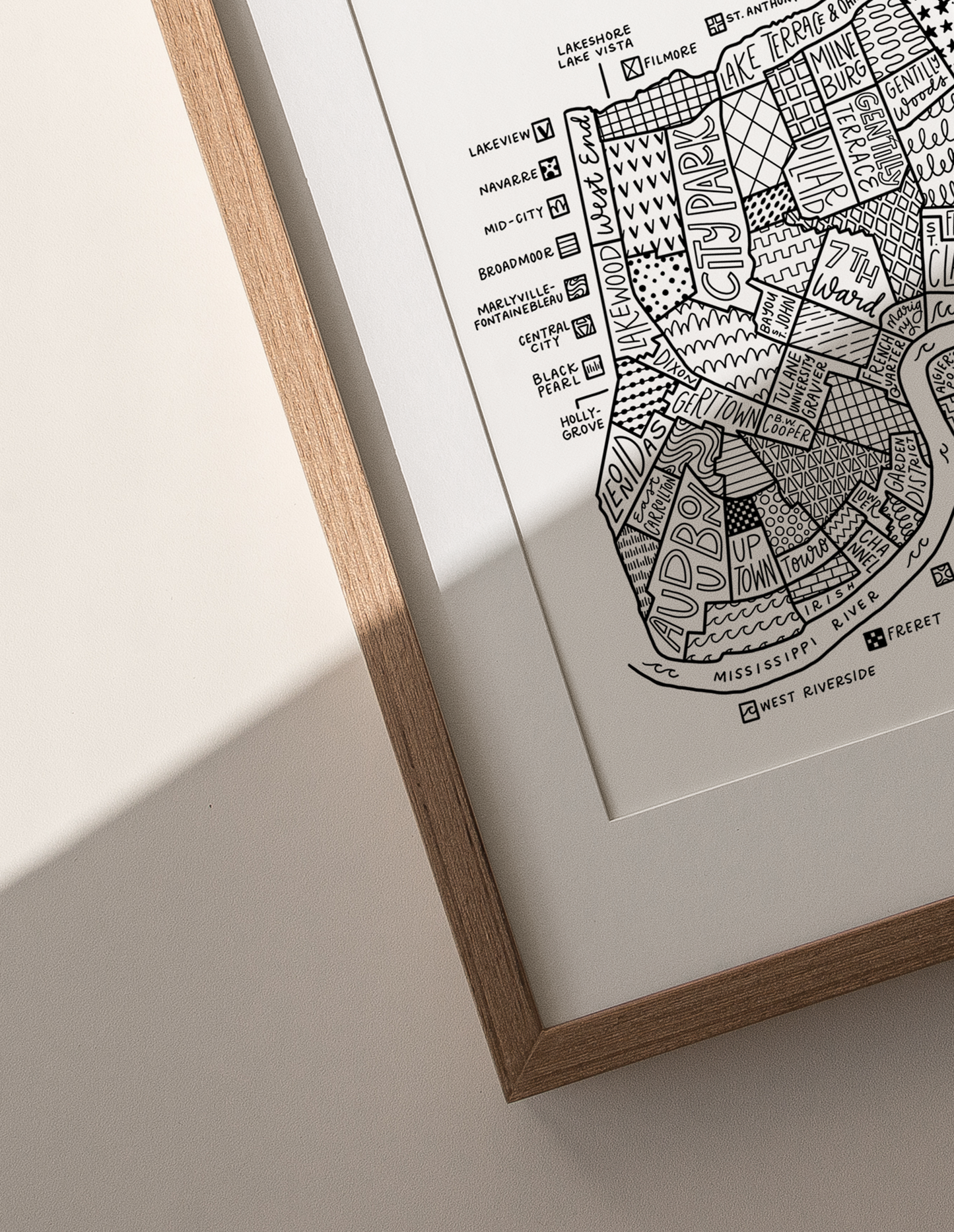 New Orleans Neighborhood Map Print