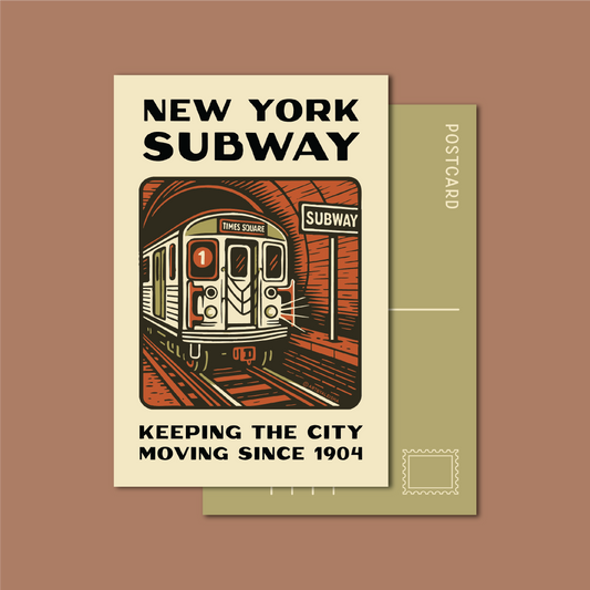 New York Subway Retro Postcard