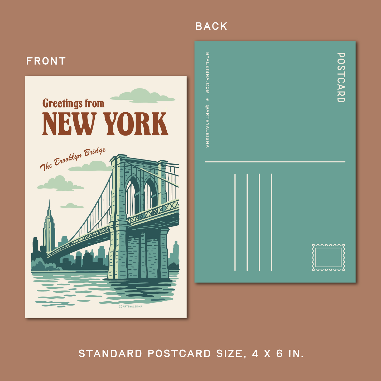 Brooklyn Bridge Retro Postcard