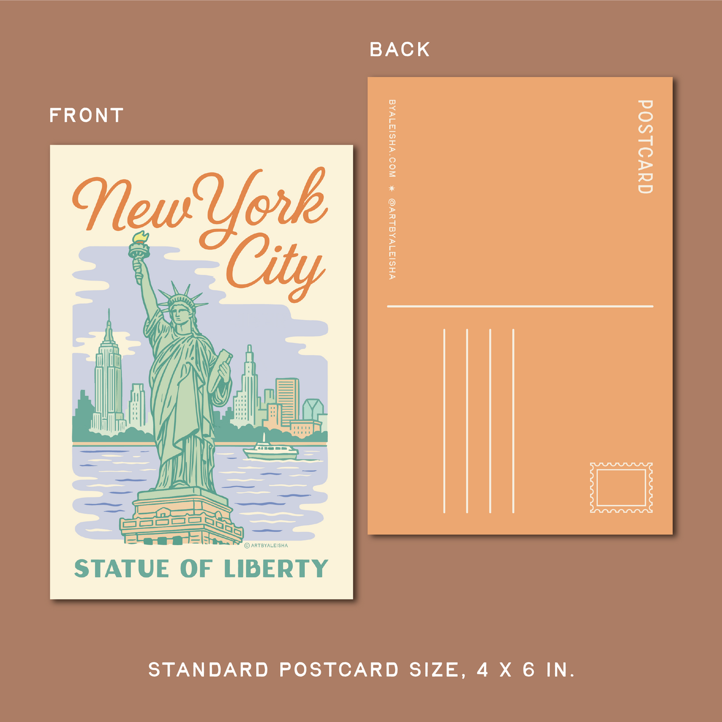New York City Retro Travel Postcard