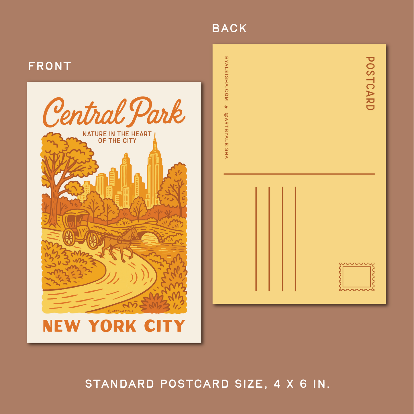 Central Park Retro Postcard