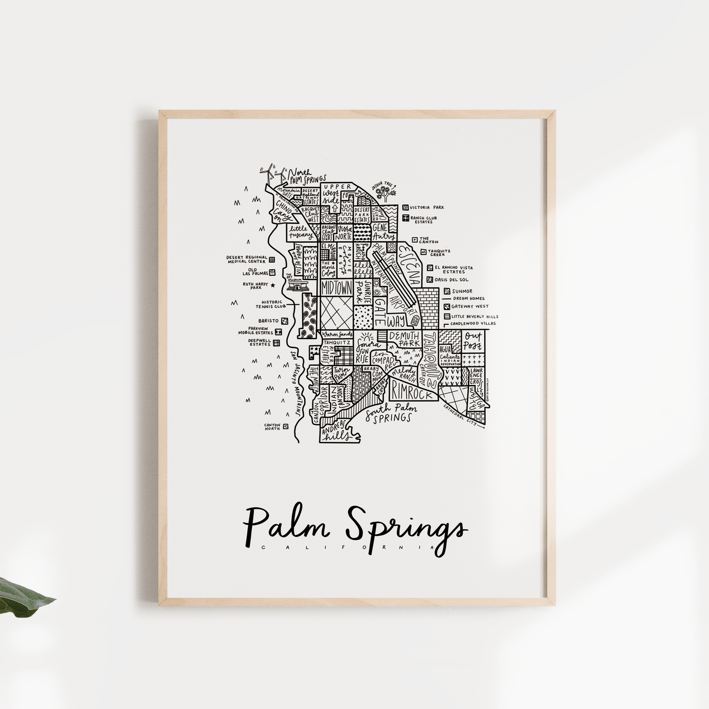 Palm Springs Neighborhood Map Print