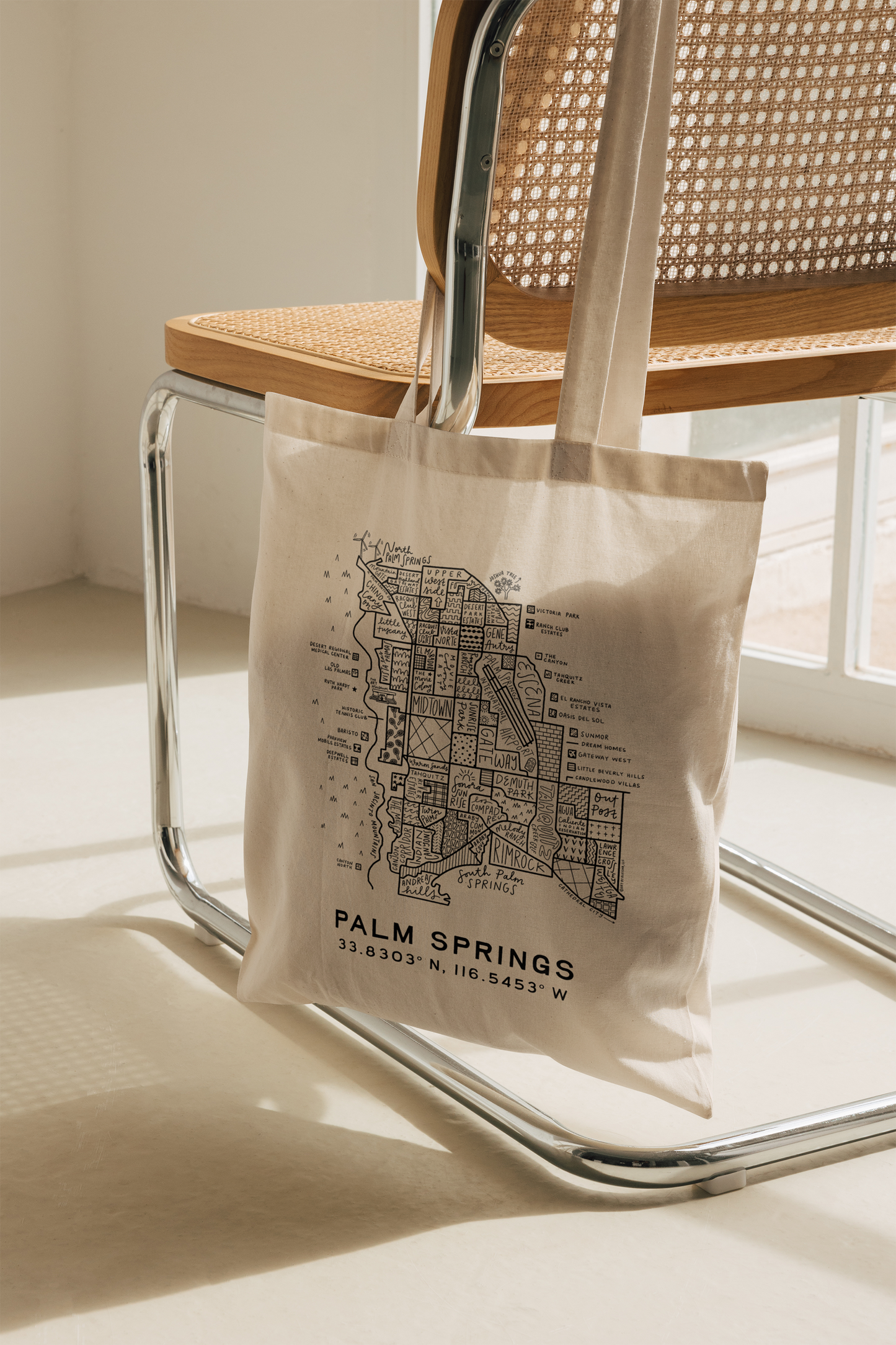 Palm Springs Neighborhood Map Tote