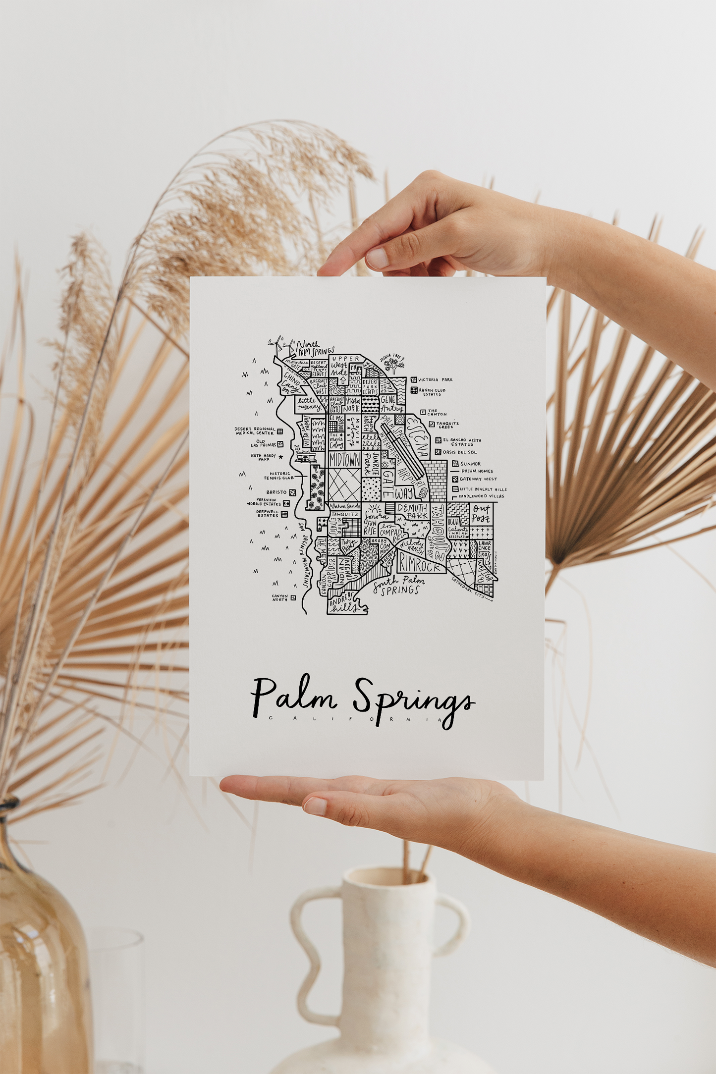 Palm Springs Neighborhood Map Print