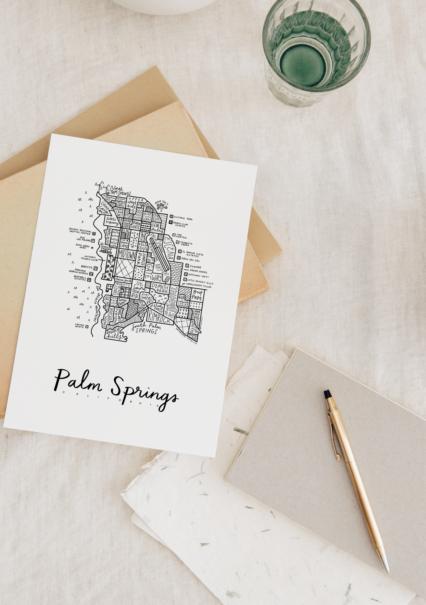 Palm Springs Neighborhood Map Print