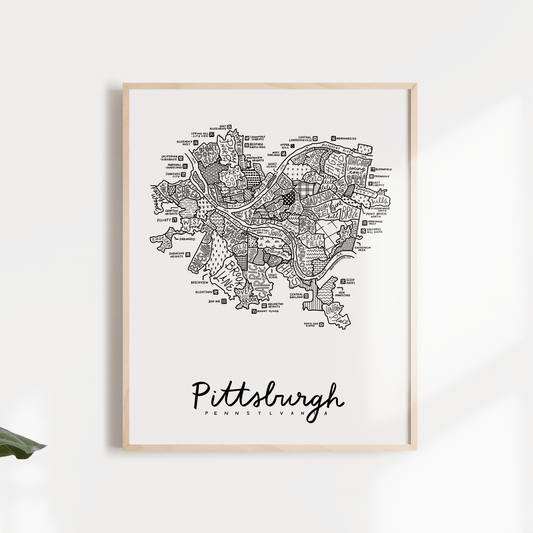 Pittsburgh Neighborhood Map Print