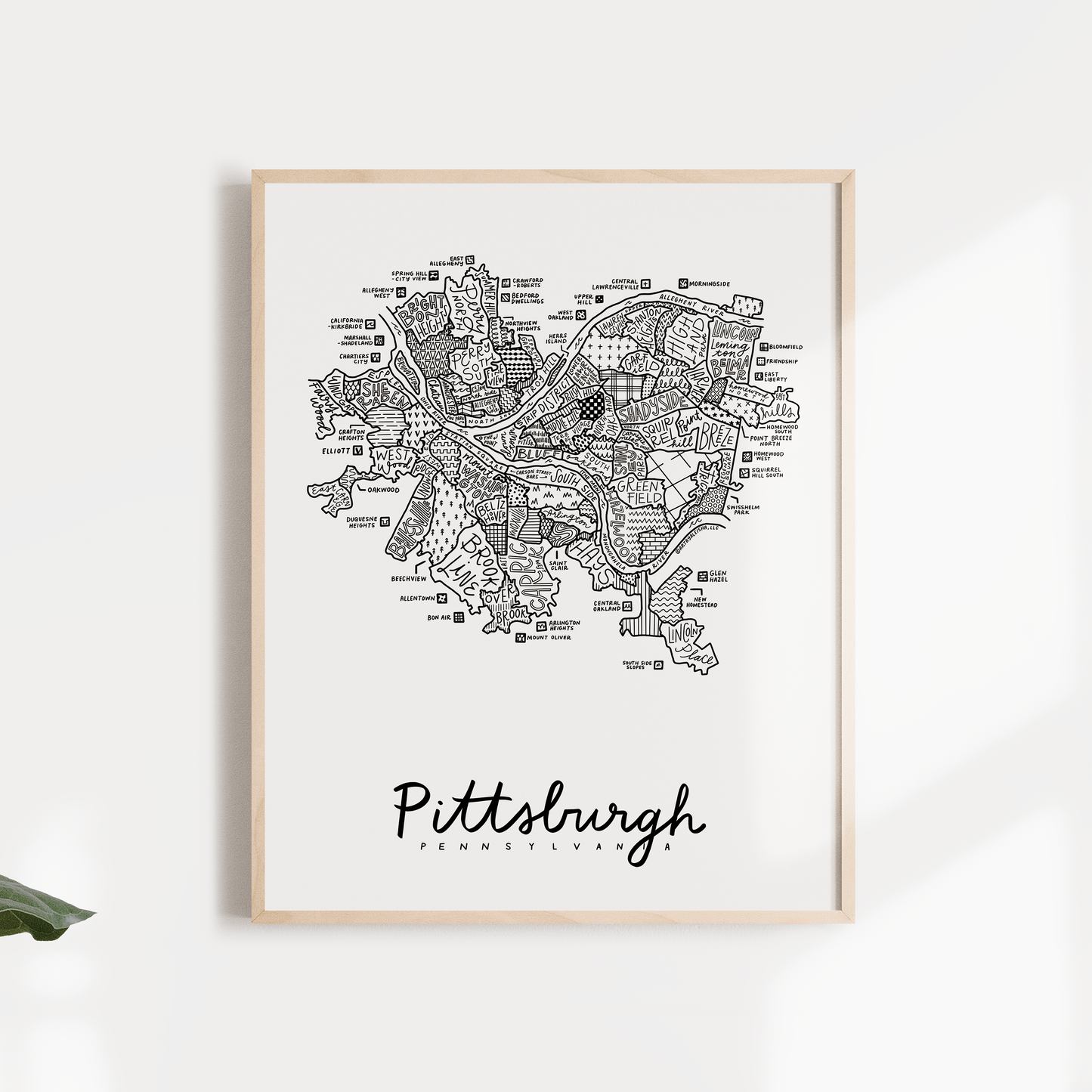 Pittsburgh Neighborhood Map Print