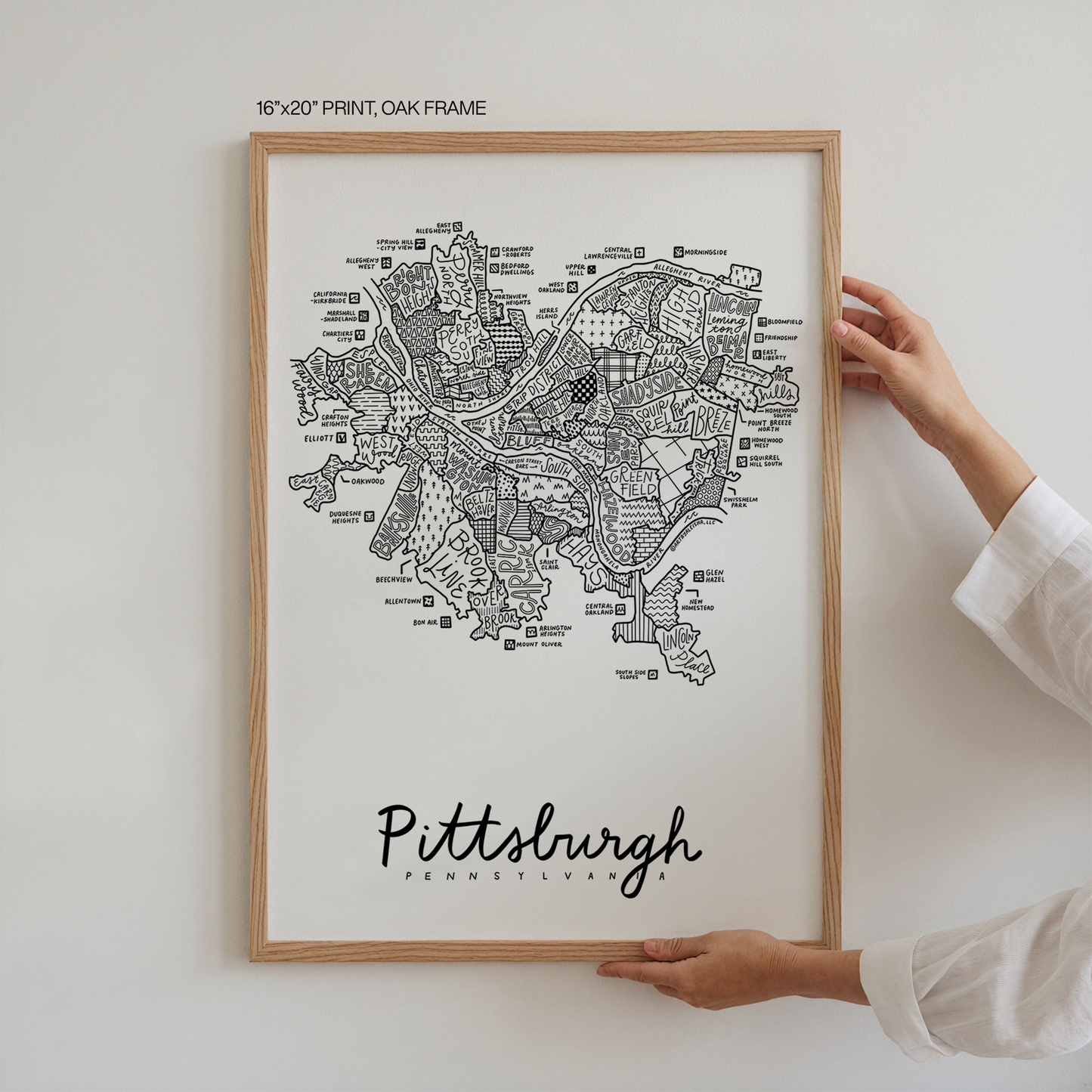 Pittsburgh Neighborhood Map Print