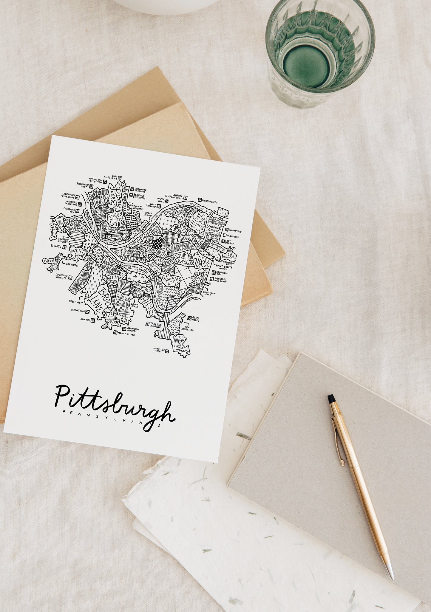 Pittsburgh Neighborhood Map Print