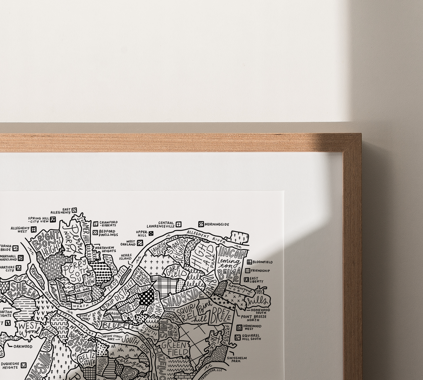 Pittsburgh Neighborhood Map Print