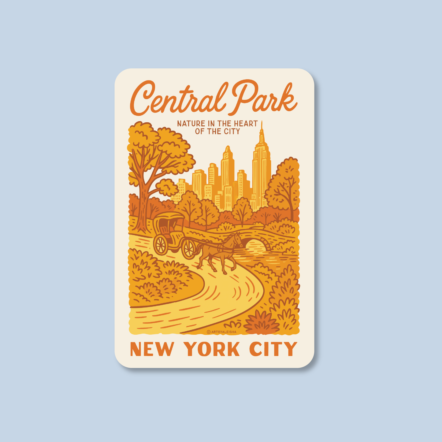 Retro Central Park Poster Sticker