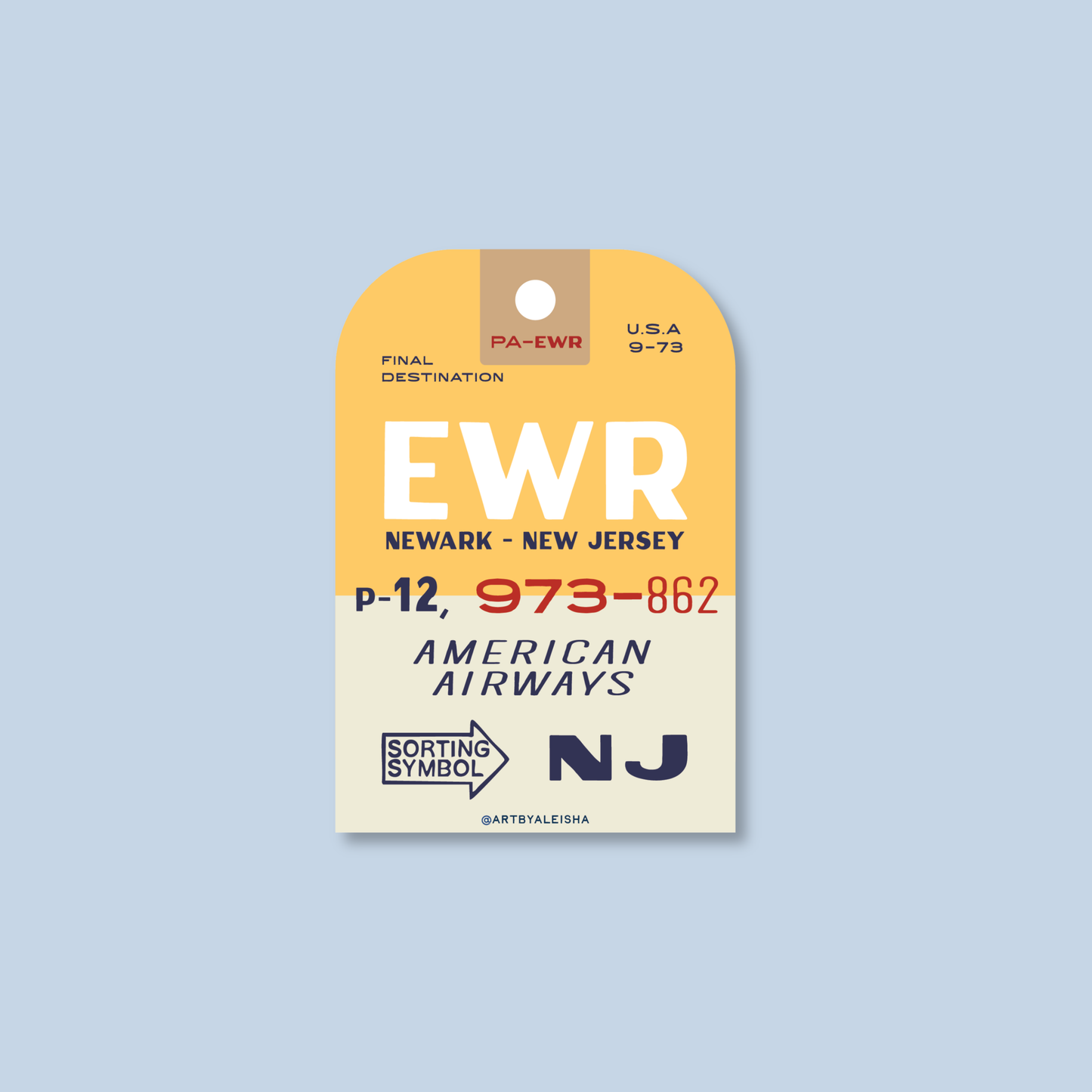 EWR Luggage Tag Sticker