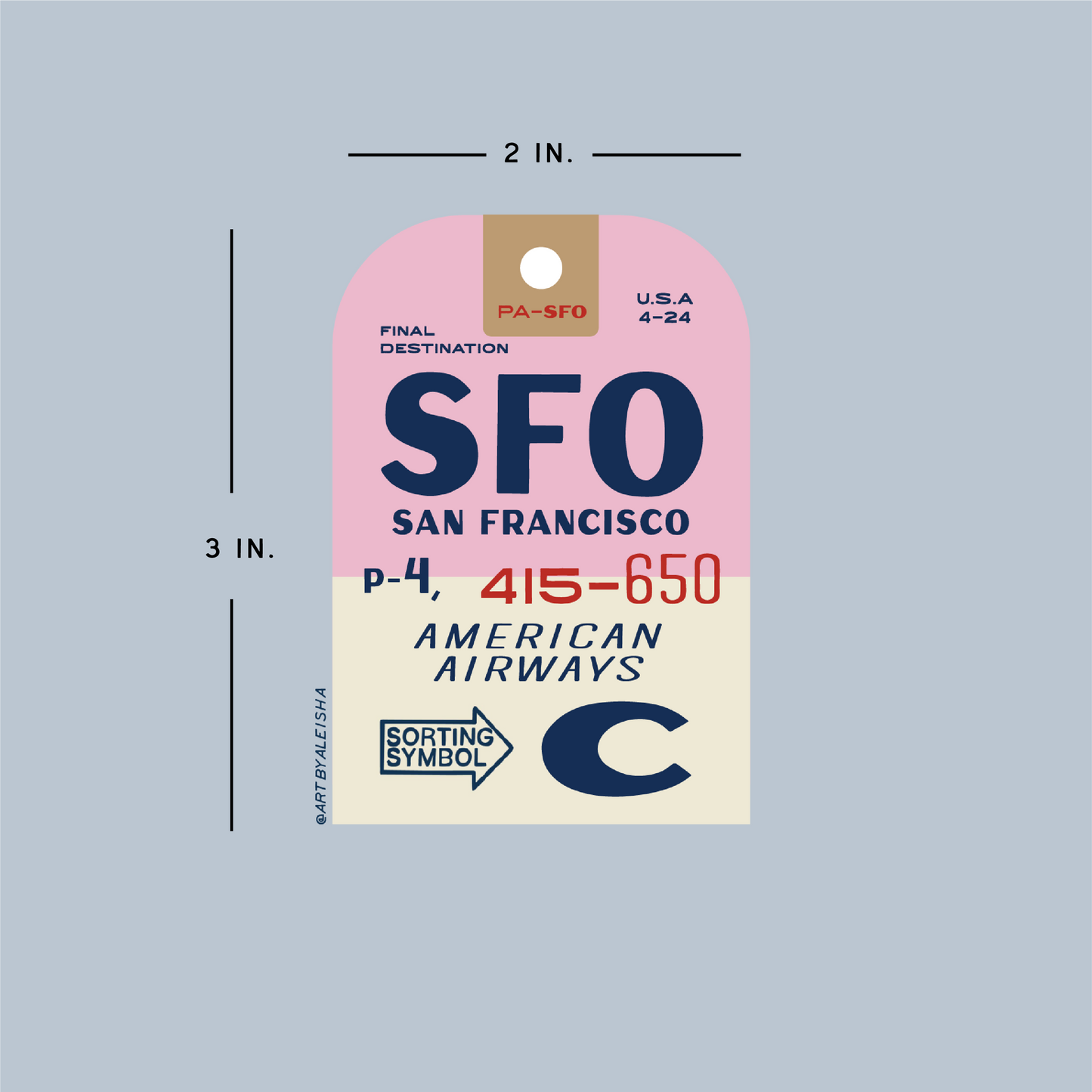 Vintage SFO Luggage Tag Die Cut Sticker