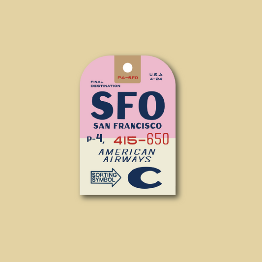 SFO Luggage Tag Acrylic Magnet