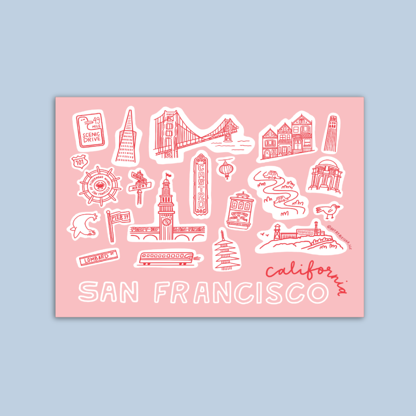 San Francisco Pink Icons Magnet