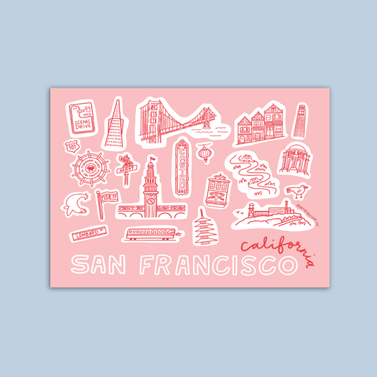 San Francisco Pink Icons Magnet