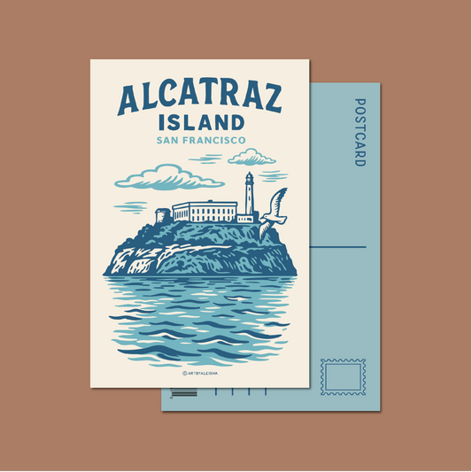 Alcatraz Island Retro Postcard