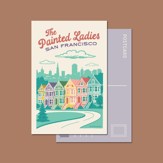Painted Ladies Retro Postcard