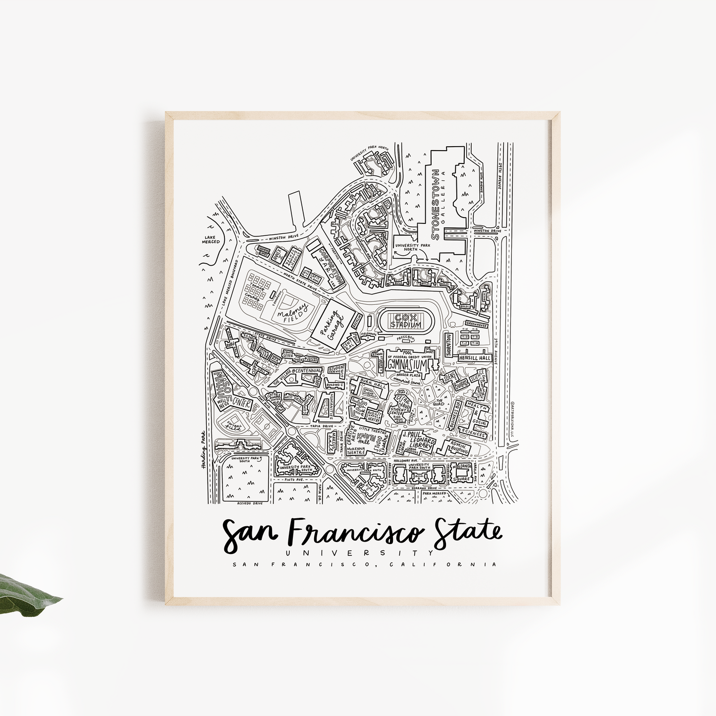 San Francisco State University Campus Map Print