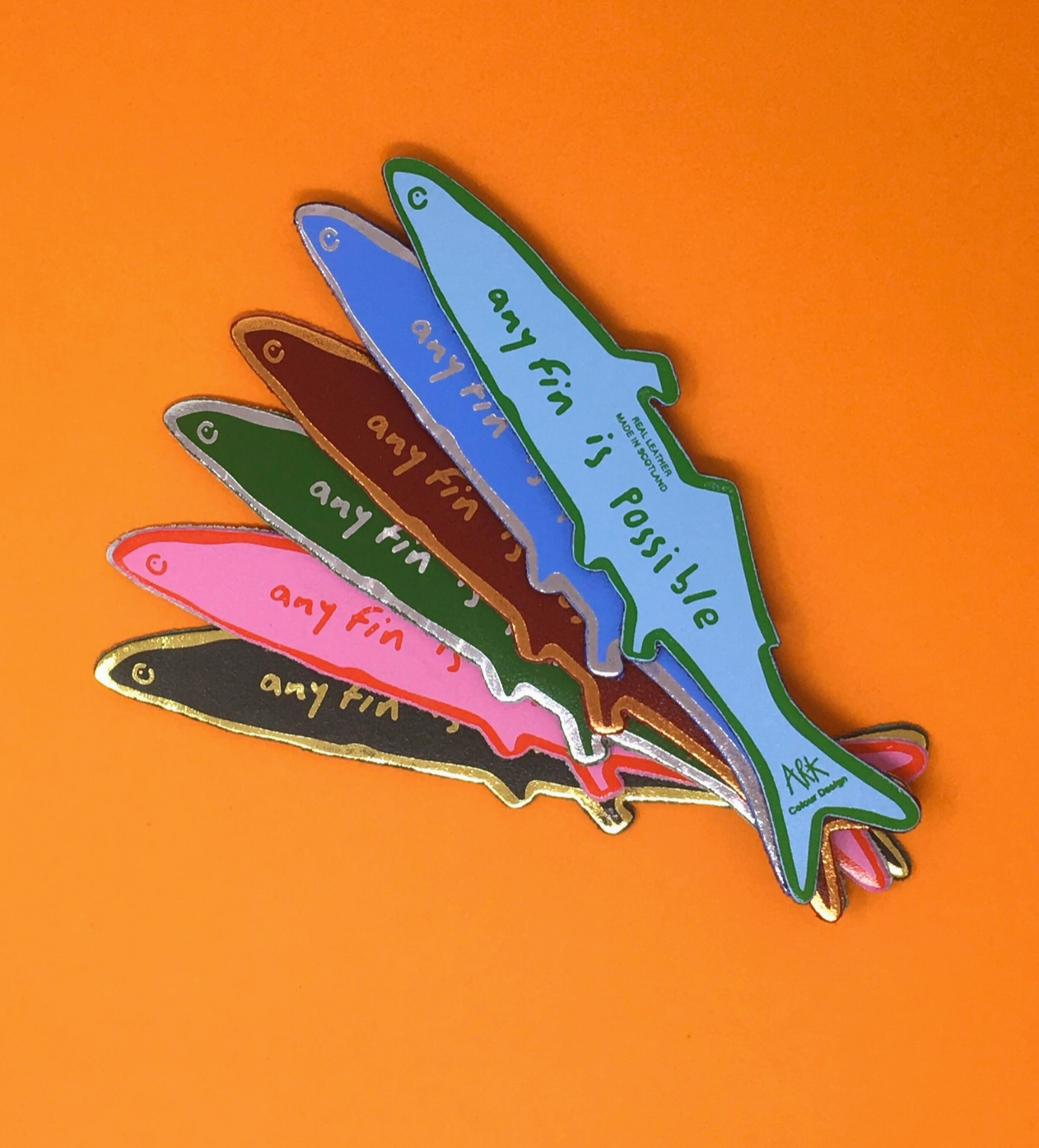 'Any Fin Is Possible' Leather Bookmark