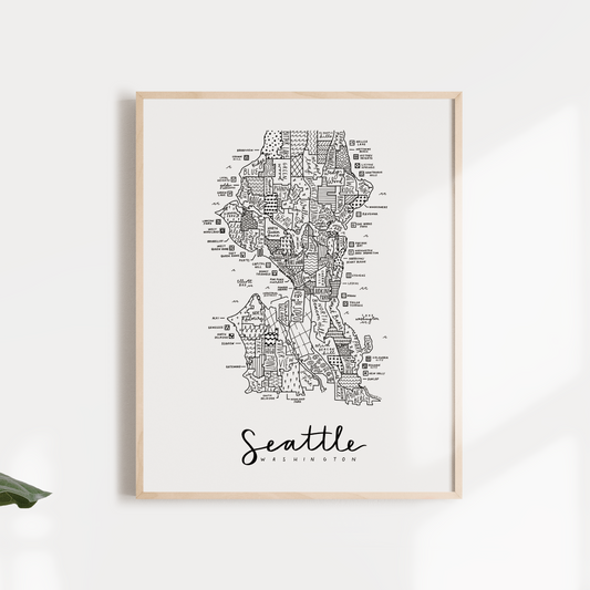 Seattle Neighborhood Map Print