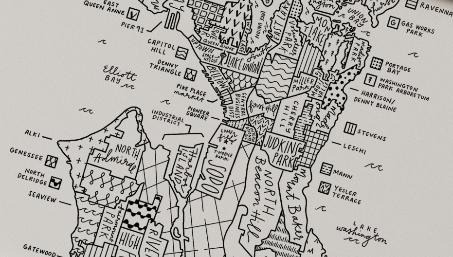 Seattle Neighborhood Map Print