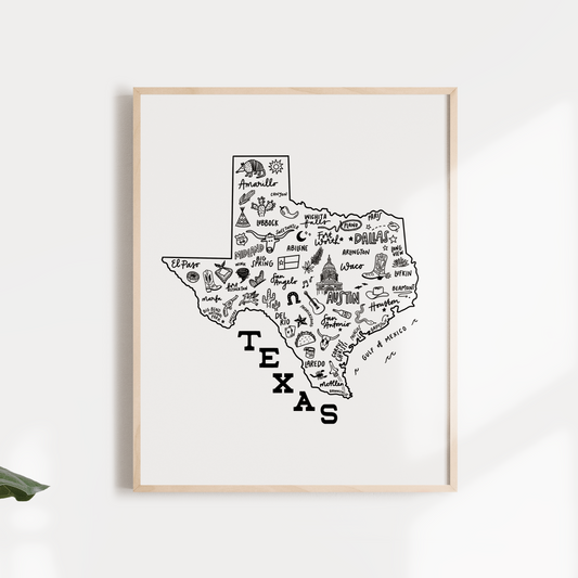Texas State Map Print