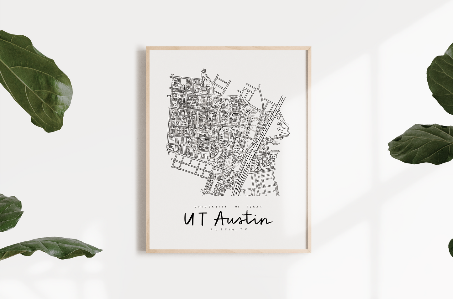 University of Texas at Austin (UT Austin) Campus Map Print – (BY) ALEISHA