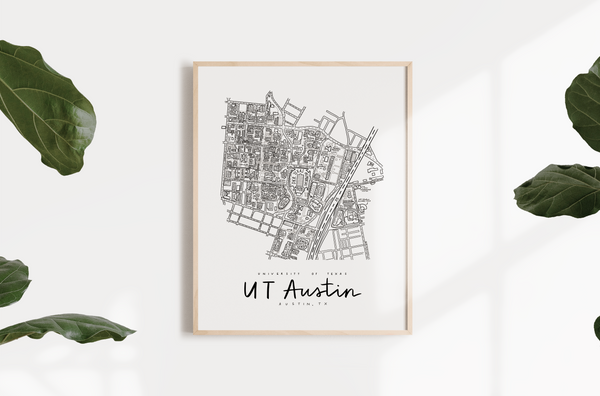 University of Texas at Austin (UT Austin) Campus Map Print