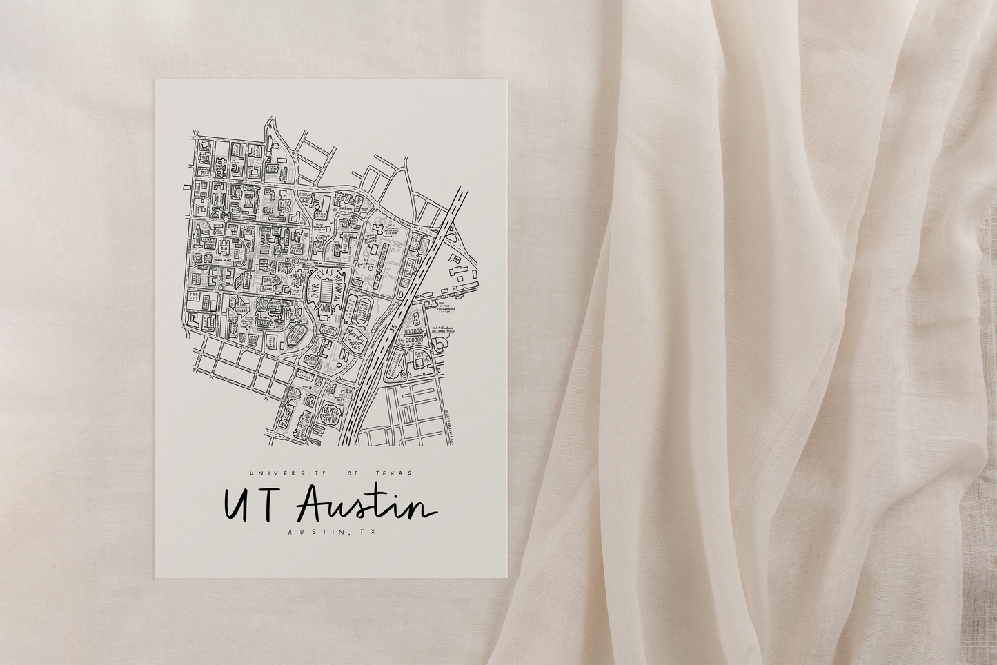 University of Texas at Austin (UT Austin) Campus Map Print