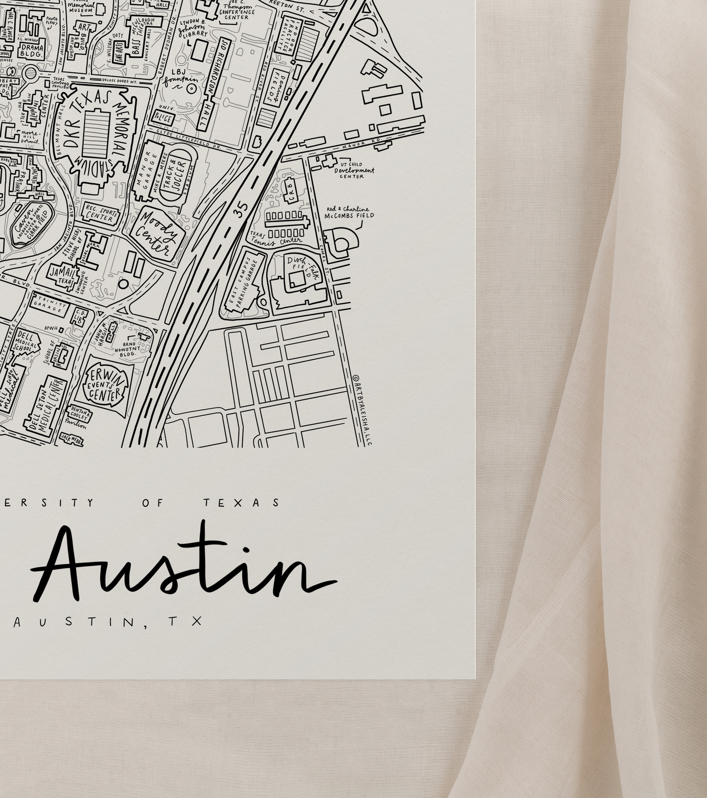 University of Texas at Austin (UT Austin) Campus Map Print