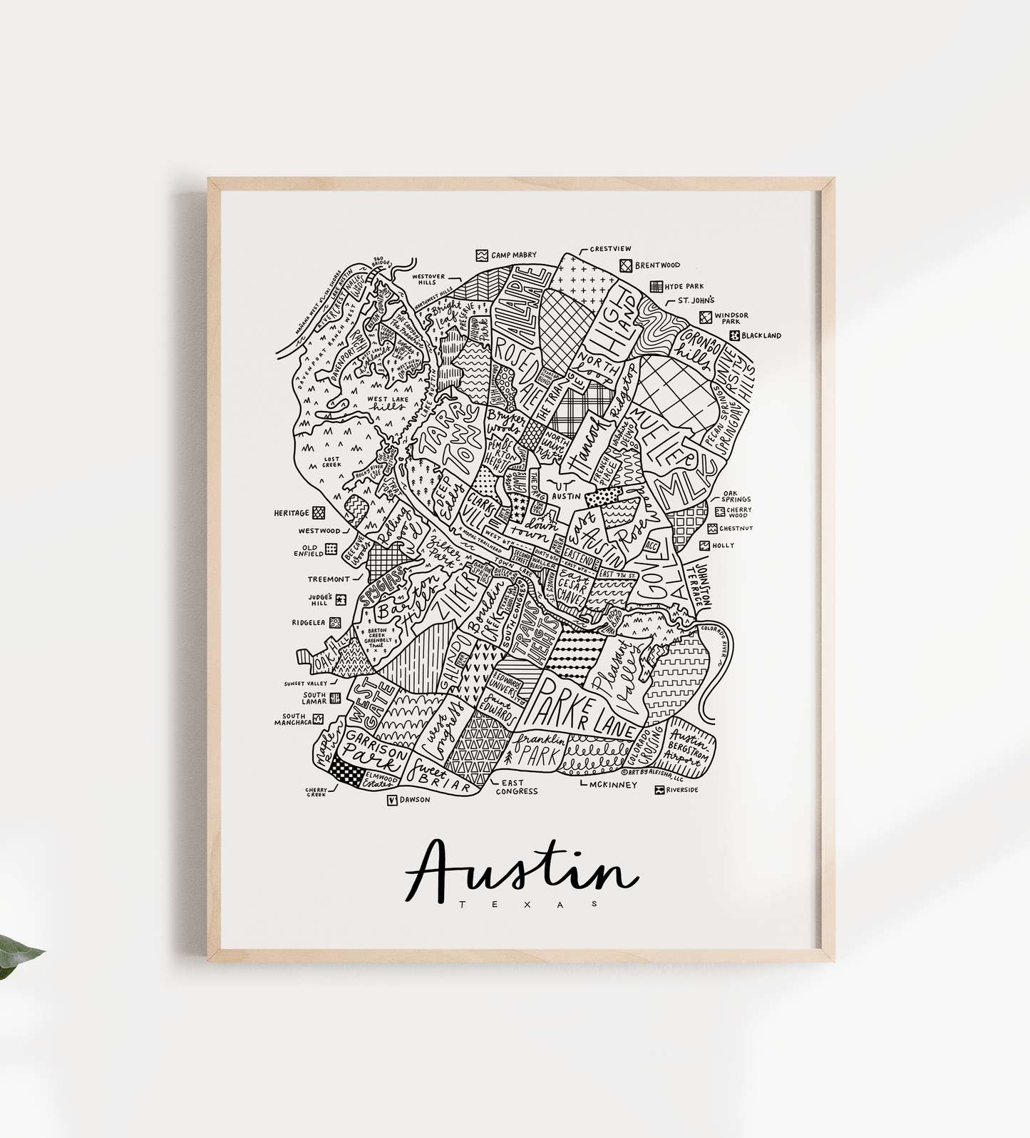 Austin, Texas Neighborhood Map Print – (BY) ALEISHA