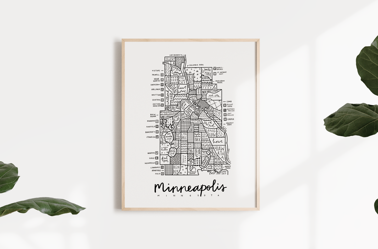 Minneapolis Neighborhood Map Print