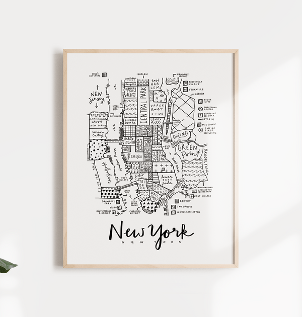 New York City Neighborhood Map Print