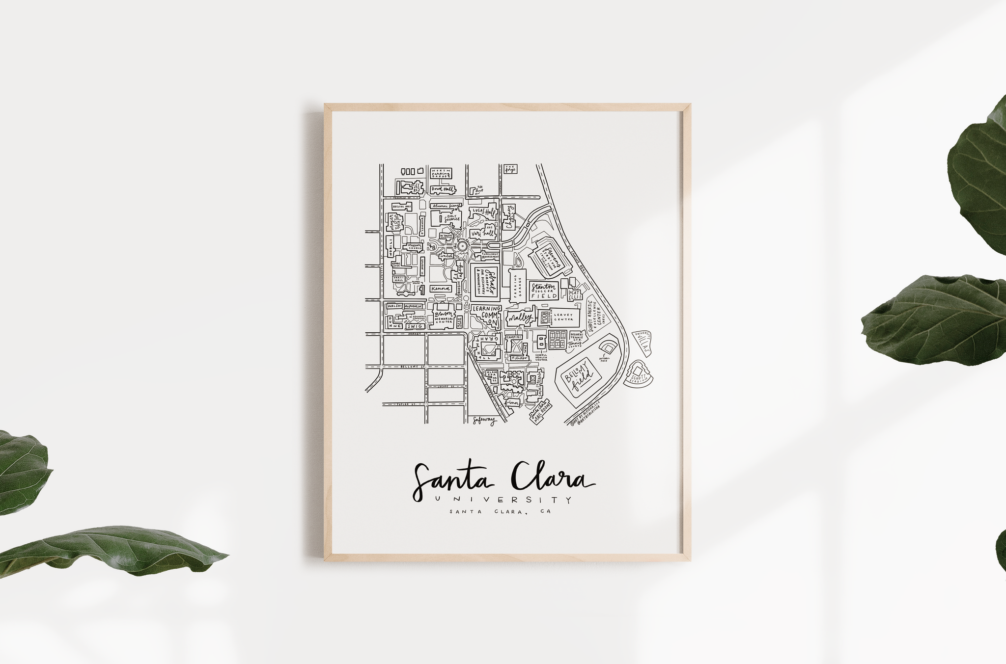 Santa Clara University (Updated 2024) Campus Map Print – (BY) ALEISHA