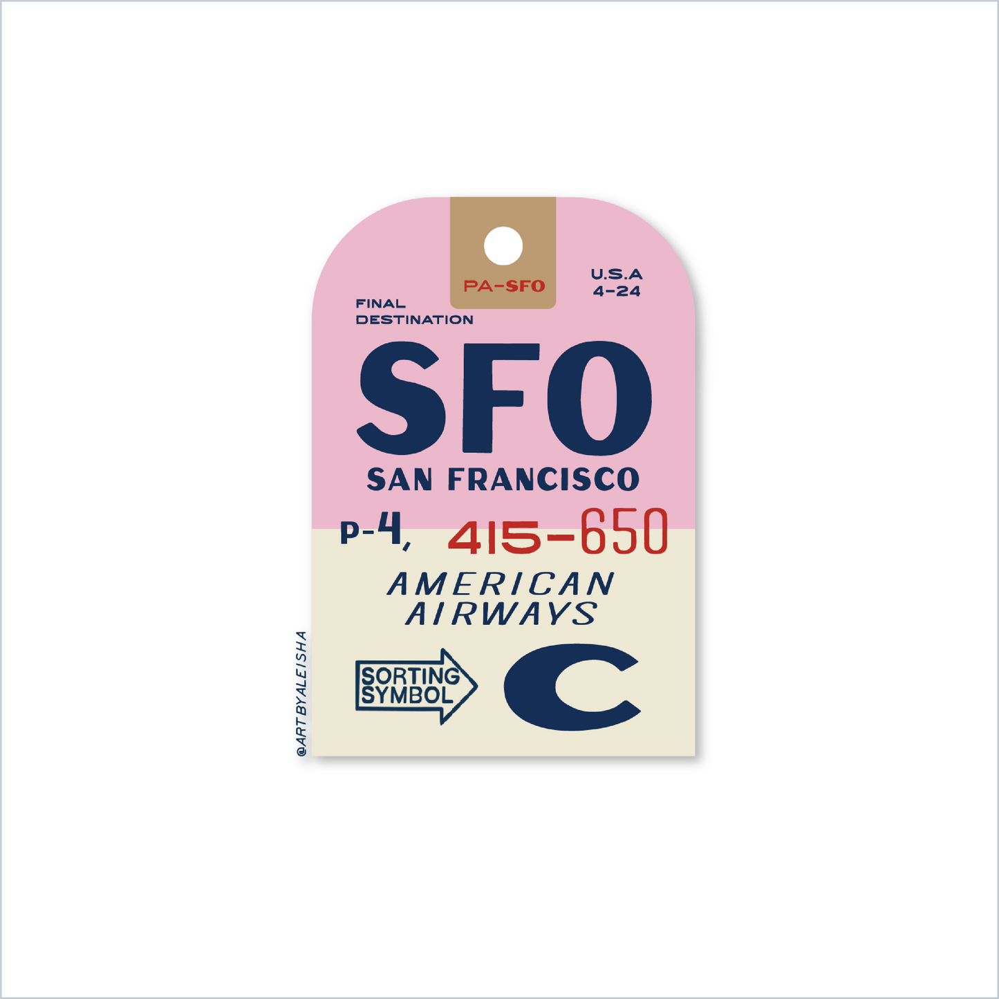 Vintage SFO Luggage Tag Die Cut Sticker