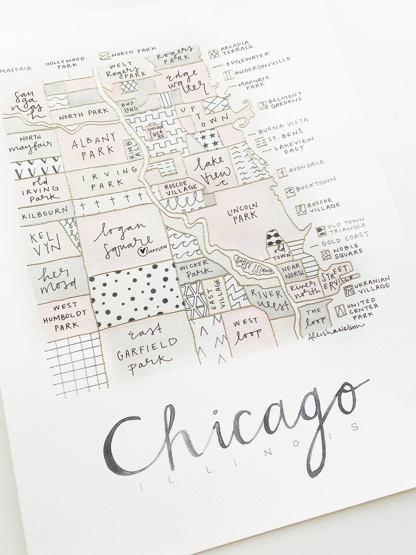 Hand Painted Chicago Map