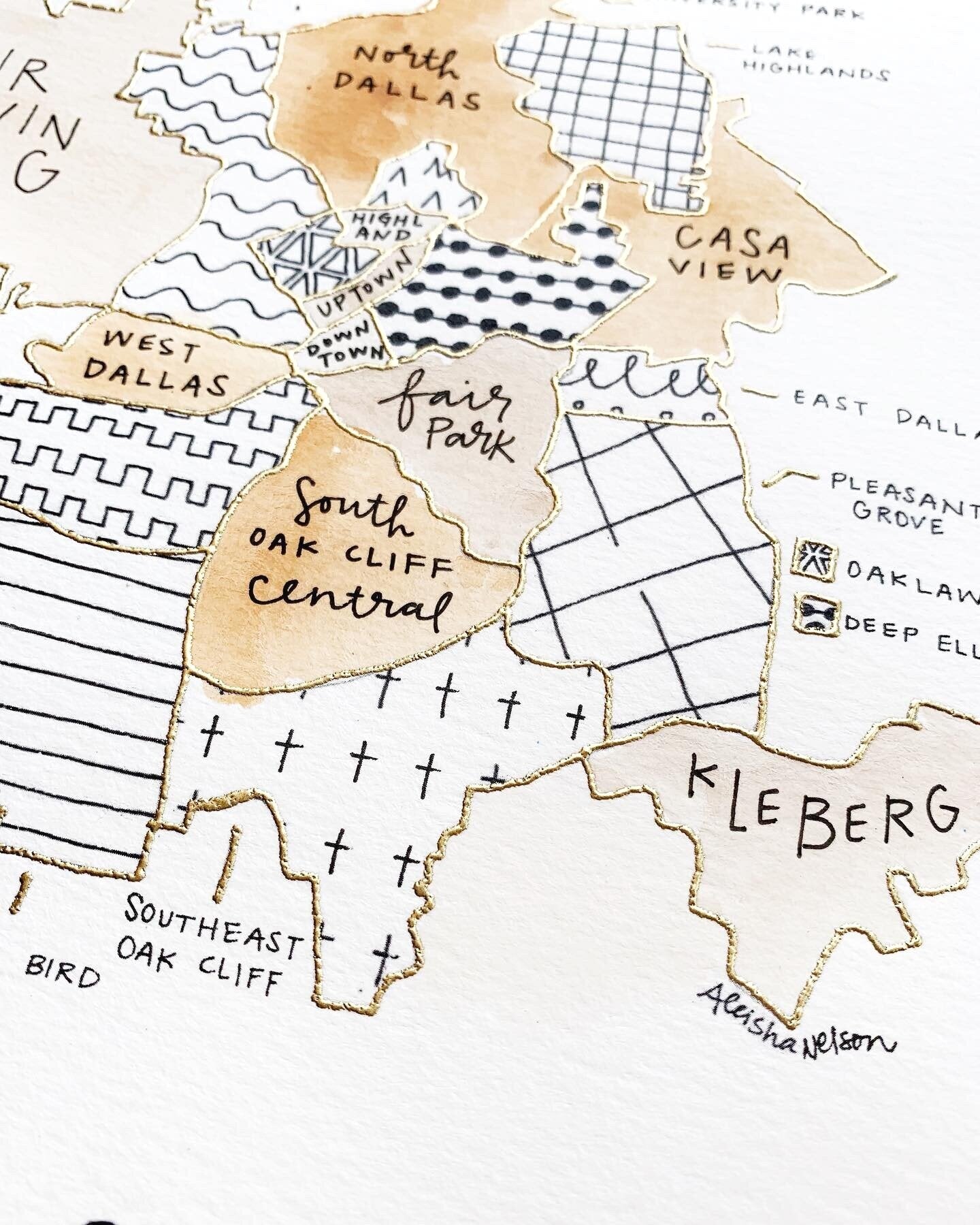 Dallas Simple Color Map Hand Painted Dallas Map – (BY) ALEISHA