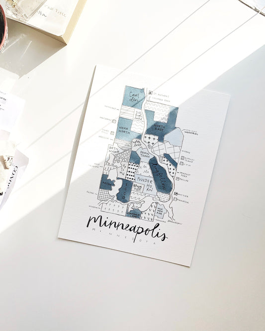 Hand Painted Minneapolis Map
