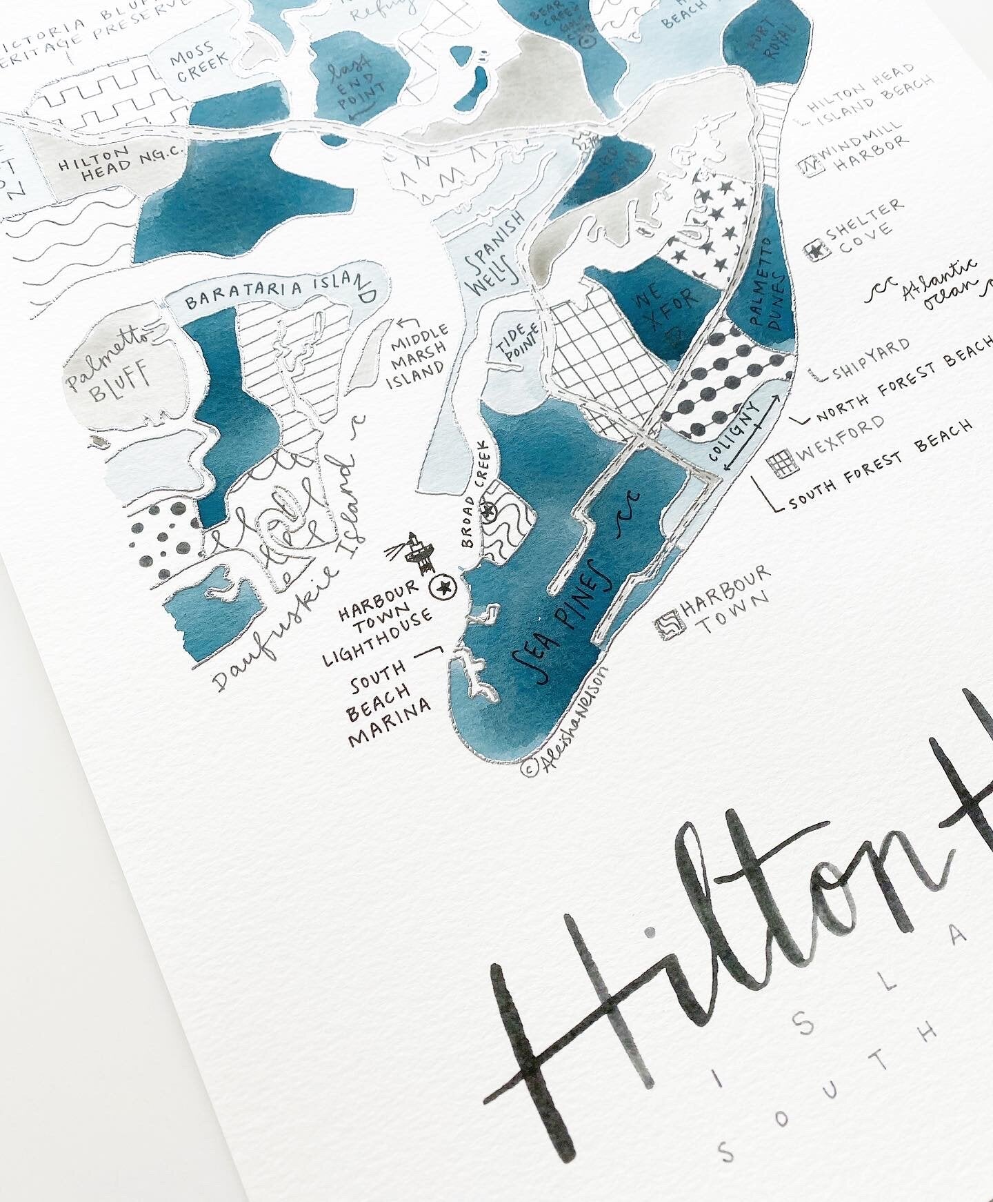 Hand Painted Hilton Head, SC Map