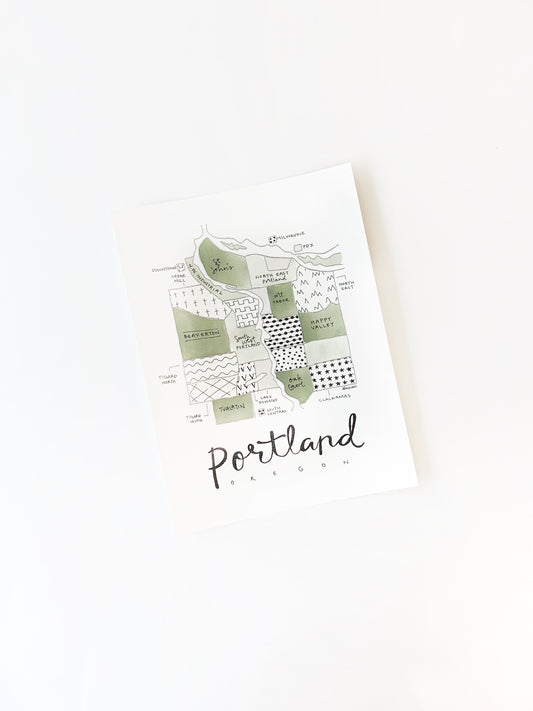 Hand Painted Portland, OR Map