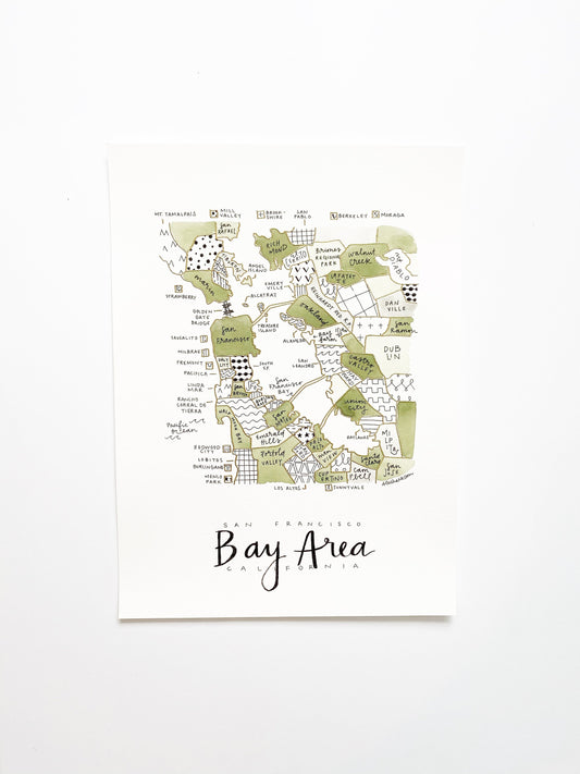 Hand Painted San Francisco Bay Area Map