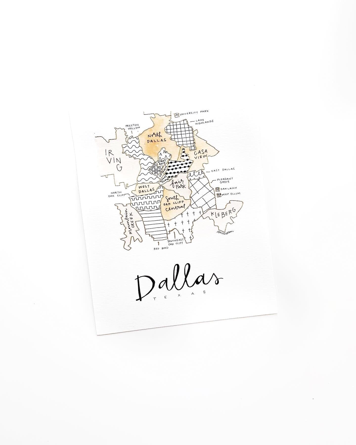 Hand Painted Dallas Map