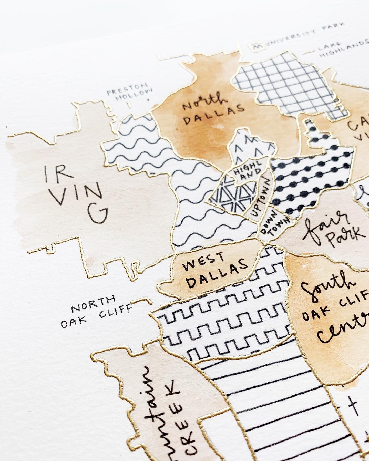 Dallas Simple Color Map Hand Painted Dallas Map – (BY) ALEISHA