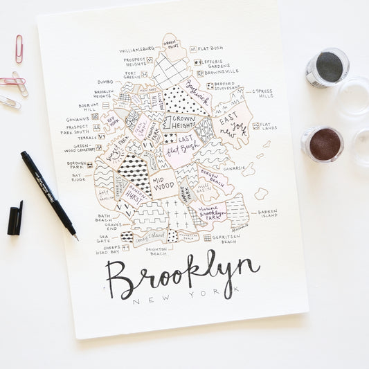 Hand Painted Brooklyn Map