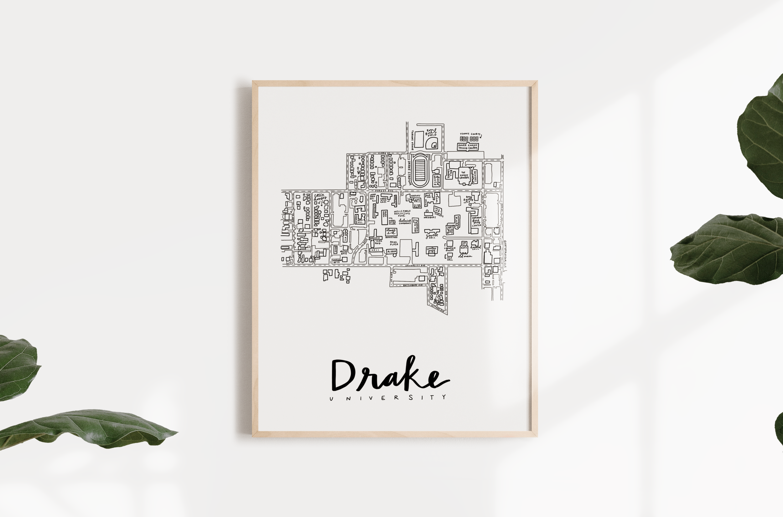 Drake University Campus Map Print – (BY) ALEISHA