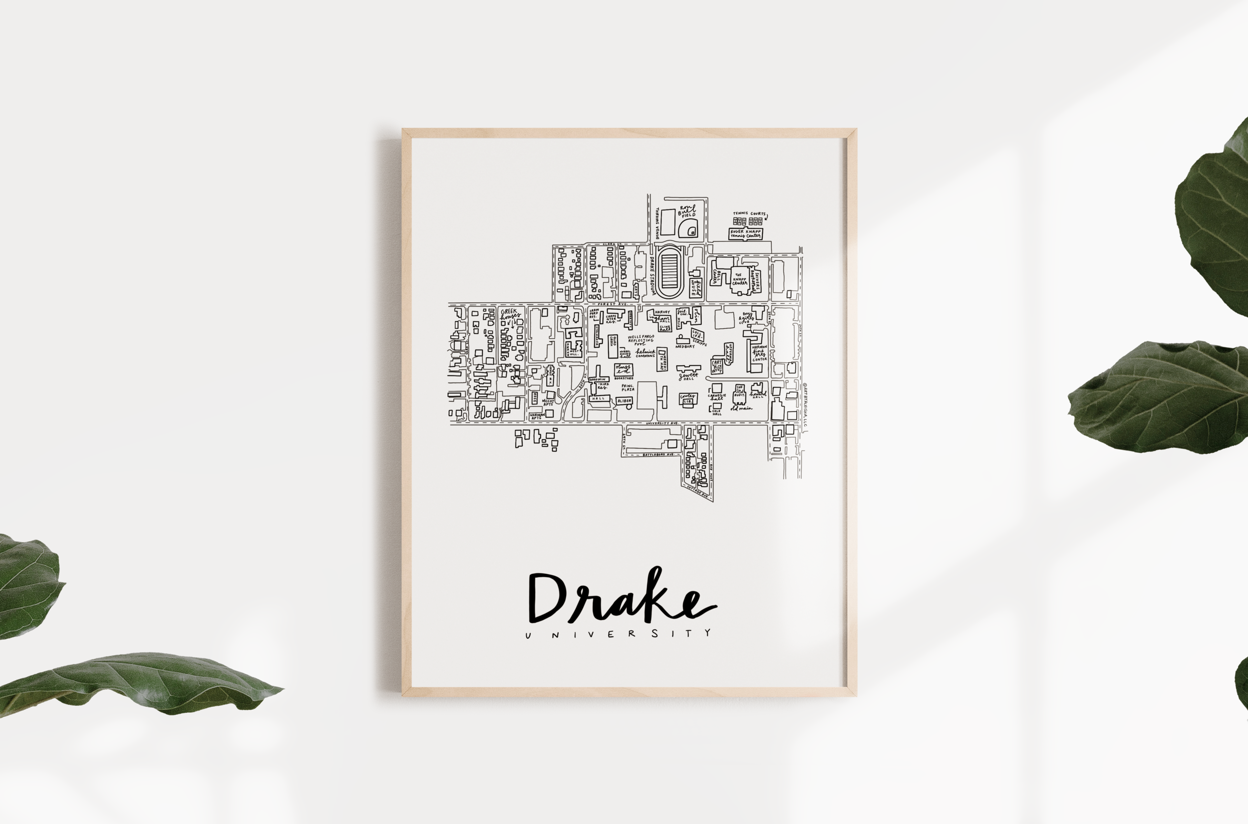 Drake University Campus Map Print โ (BY) ALEISHA