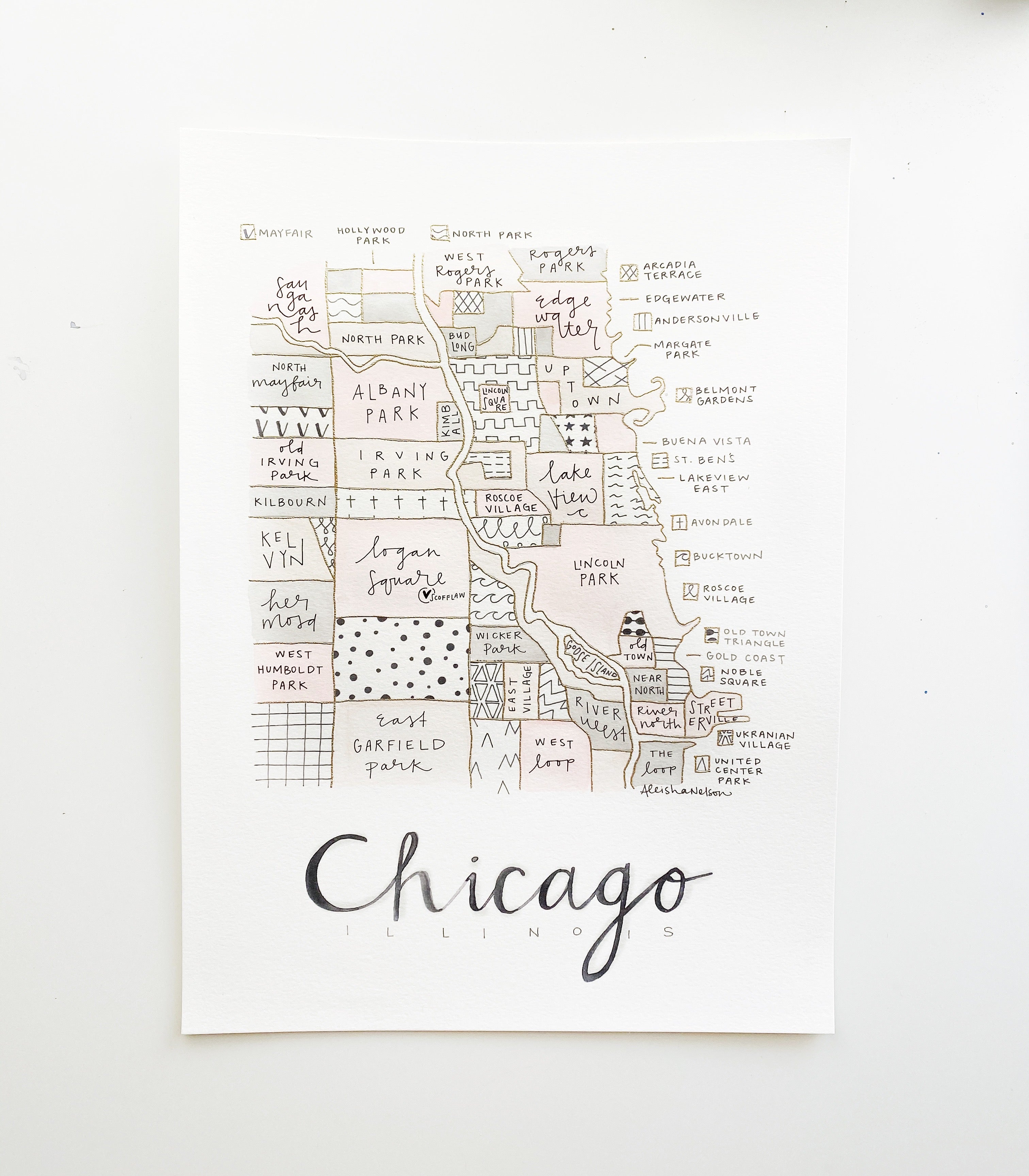 Hand Painted Chicago Map – (BY) ALEISHA