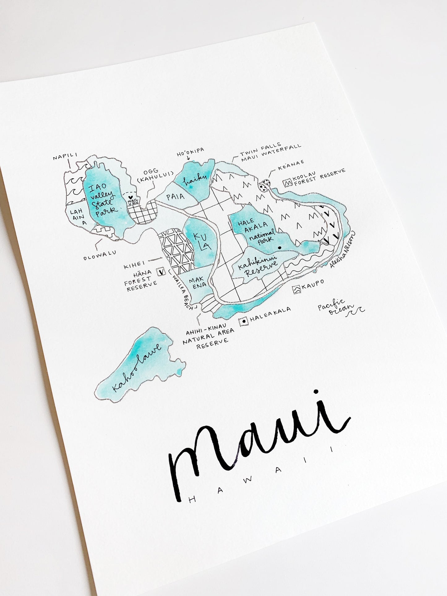 Hand Painted Maui Map