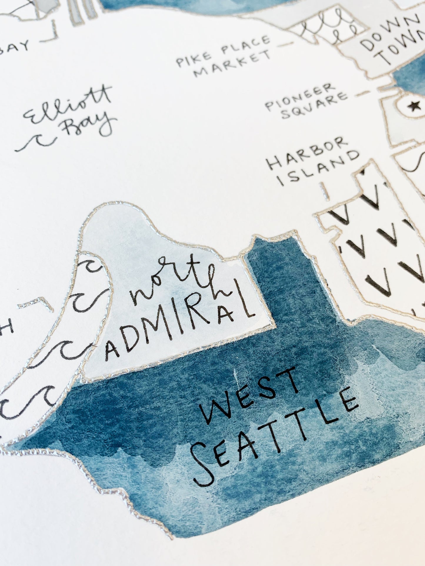 Hand Painted Seattle Map